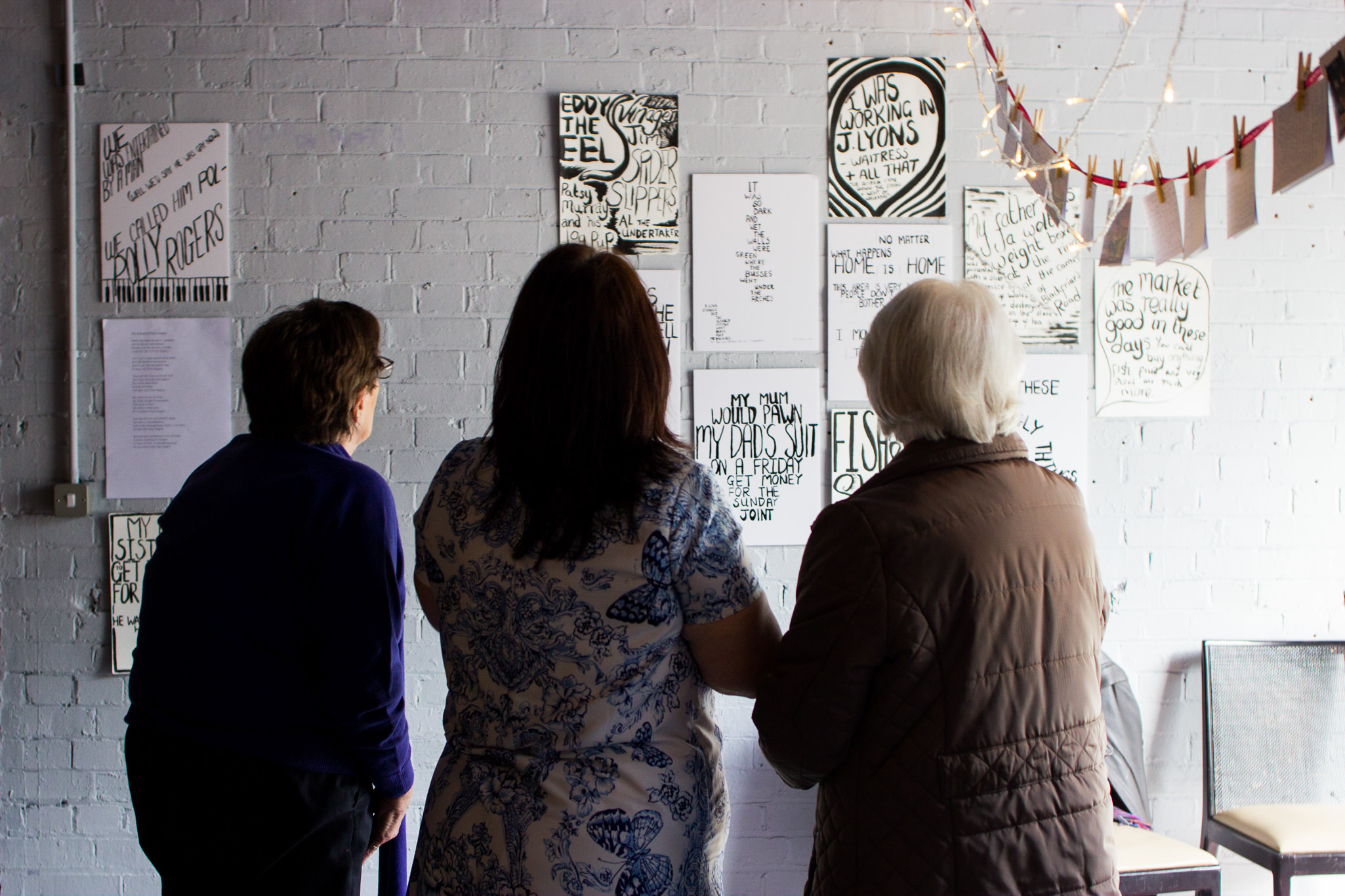 Drawings, quotes and caligraphy were hung on the walls of Platform Southwark