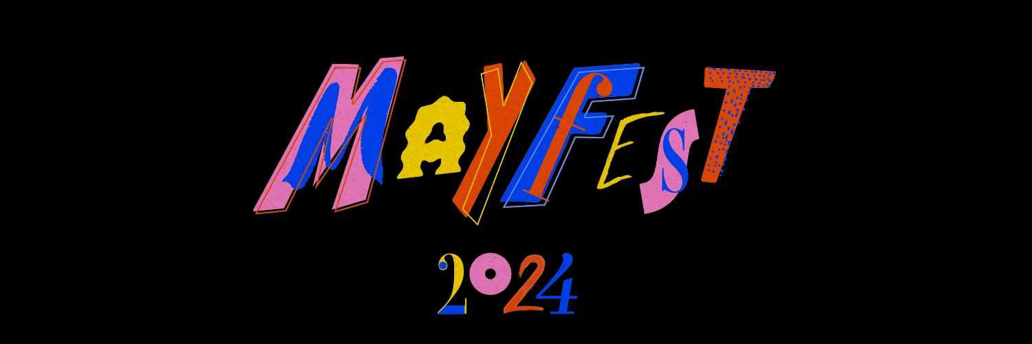 The words 'May Fest 2024' in multicolour on a black background