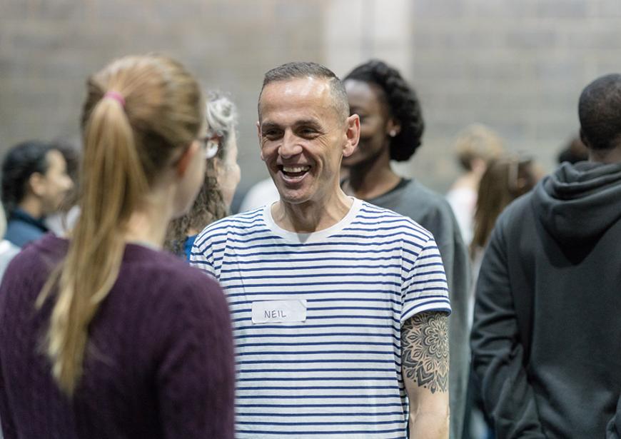 Neil at Young Vic Community Chorus Rehearsals. Photo by Leon Puplett.